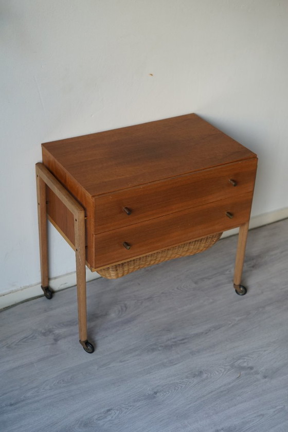 Vintage Sewing Cabinet 60s | Mid-Century | Scandinavian Design, Chest of drawers, Wood, Brown (photo 3 of 9)