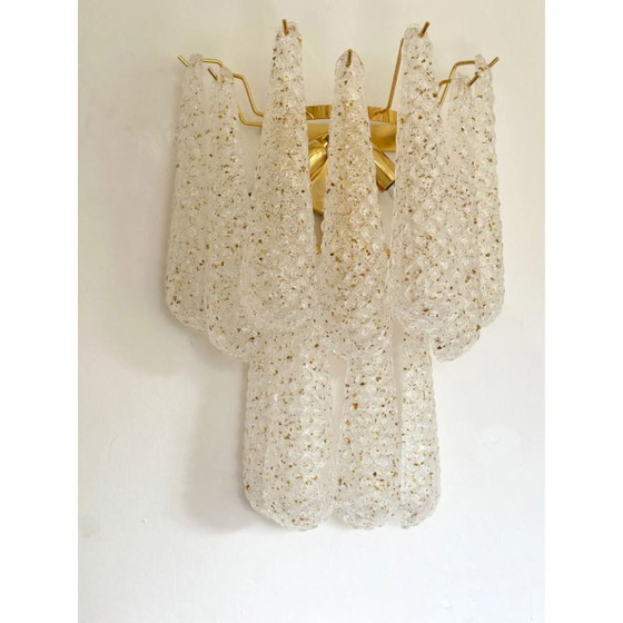 Image 1 of Set of 2 Modern “Conchiglie” Gold Murano Glass Wall Sconces