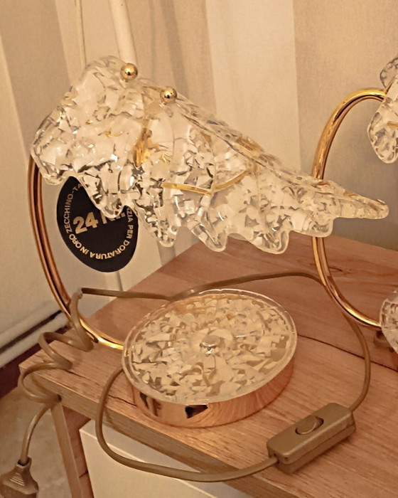 Image 1 of MURANO Par de refinadas lámparas de mesa de cristal artístico de Murano - hechas a mano - fabricadas en Italia / NUEVAS