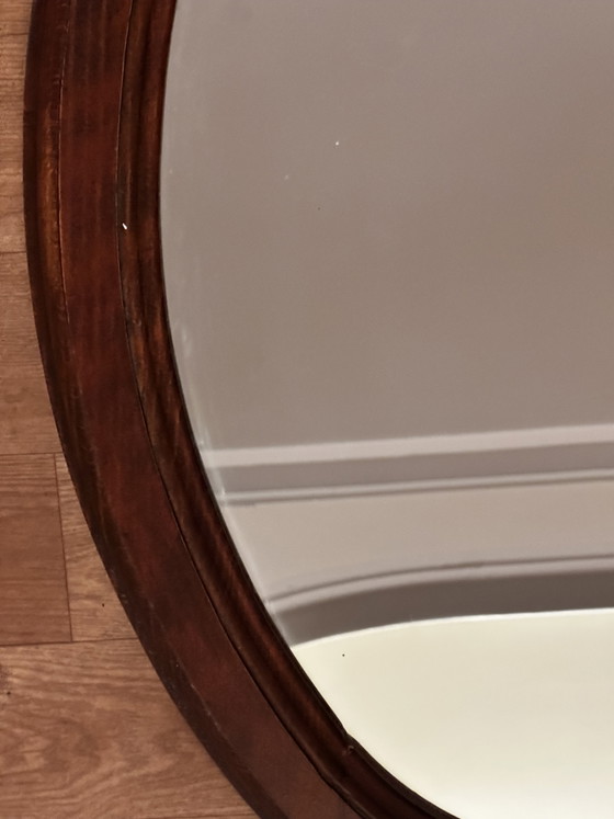 Miroir ovale vintage en bois teinté – 66 × 48,5 cm – Wood, Glass (photo 8 of 15)