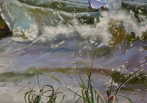 Origineel olieverfschilderij, hedendaagse kunst, symboliek, golf, de ark – Schilderijen & Tekeningen, Canvas (photo 5 of 7)