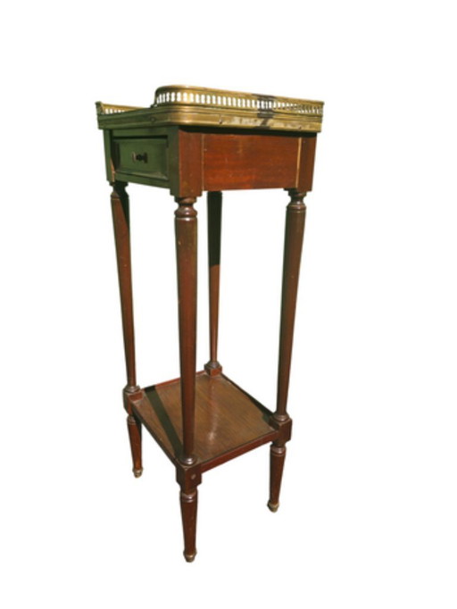 Louis XVI bijzettafel van mahoniehout, marmer en messing – circa 1900 – Marble, Wood (photo 2 of 5)