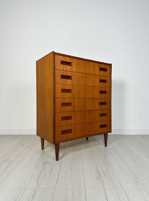 Vintage Minimalistic Mid-Century Danish Teak Dresser Chest of Drawers, 1960s – ladekasten, Wood