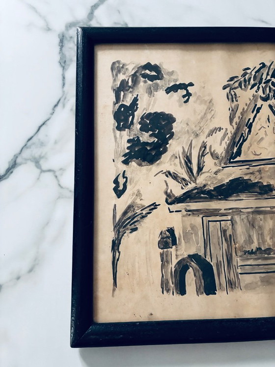 Image 1 of Very Old Painting, Ink and Wash, The Pagoda