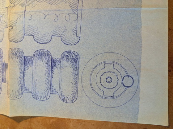 Image 1 of Originele Jens Harald Quistgaard (IHQ) ontwerpschets uit 1961 – zeldzame carbontransfer op papier