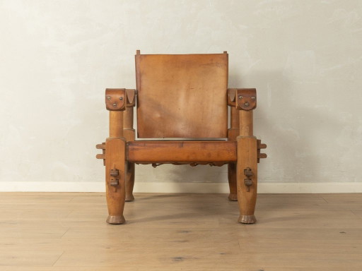 Poltrona safari vintage in stile brutalista – fauteuils, Leather, Wood