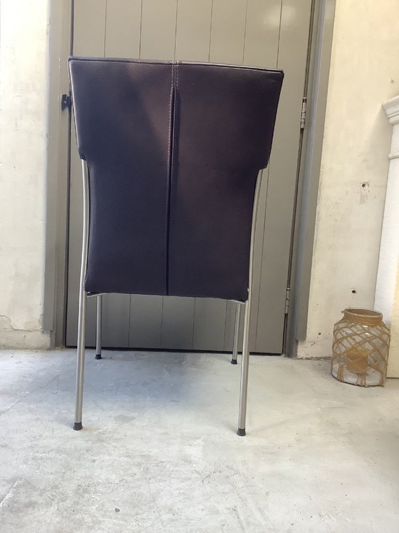 Image 1 of 6 sedie Bert Plantagie in pelle color melanzana