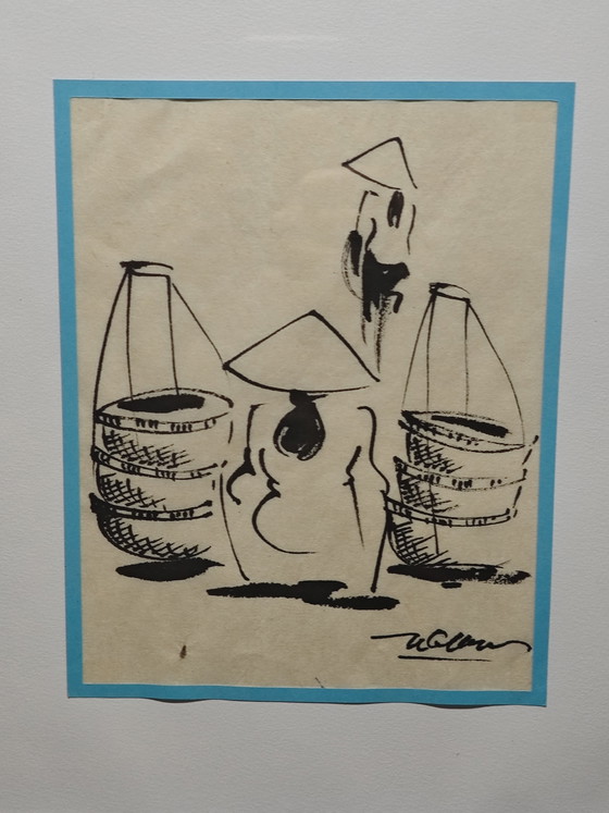 Image 1 of Dibujo a tinta, Vietnam, mediados del siglo XX.
