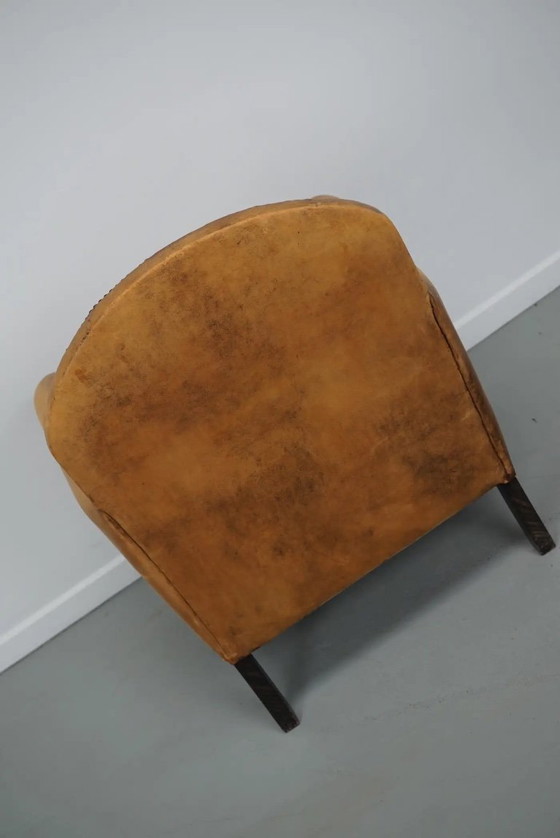 Image 1 of Vintage Nederlandse Cognackleurige Leren Clubfauteuil