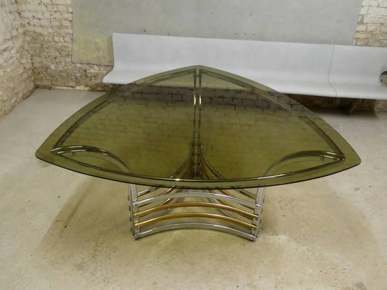 Tavolo in vetro fumé e metallo, 1970 – Tavoli da pranzo, Cristallo, Cromo, Vintage (photo 3 of 9)