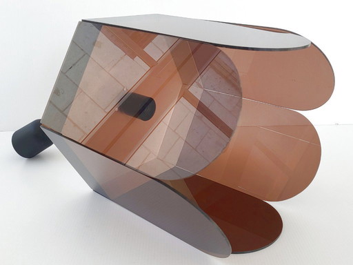 Vintage 1960s Pendant Light, Smoked Plexiglas & Chrome Steel, 60s Space Age