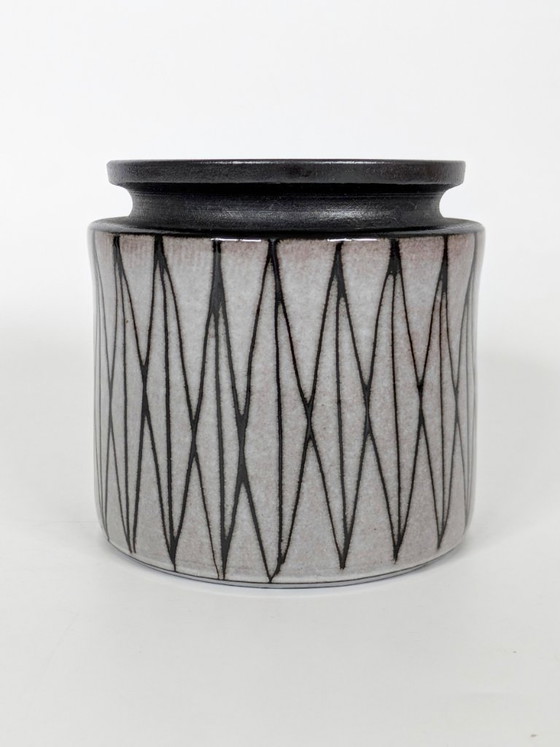 Image 1 of Pot de fleurs en céramique d'atelier ouest-allemand — Sgraffito géométrique, Cologne