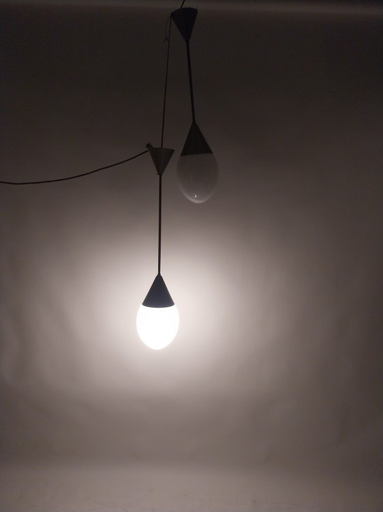1 x Set Giso Drop Lamps in Opal White 1970s – Pendant lamps, Glass, Metal, Vintage (photo 8 of 8)