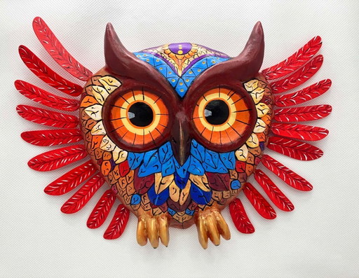 Fairytale owl. A unique figurine for the wall. Handmade by the artist