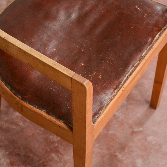 Art Deco Bucket Armchair – Leather, Wood (photo 8 of 11)