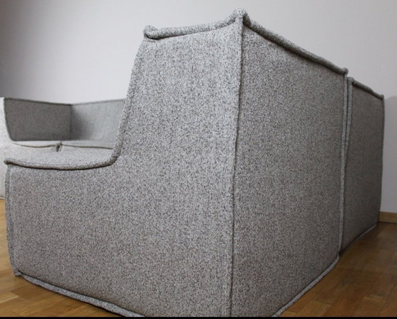 Image 1 of XXL modulaire bank NIEUW Vintage mid-century Bouclé grijs