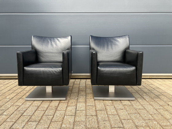 Image 1 of 2x sedie laterali Jori Kubolo in pelle nera Condizioni ottimali!!!