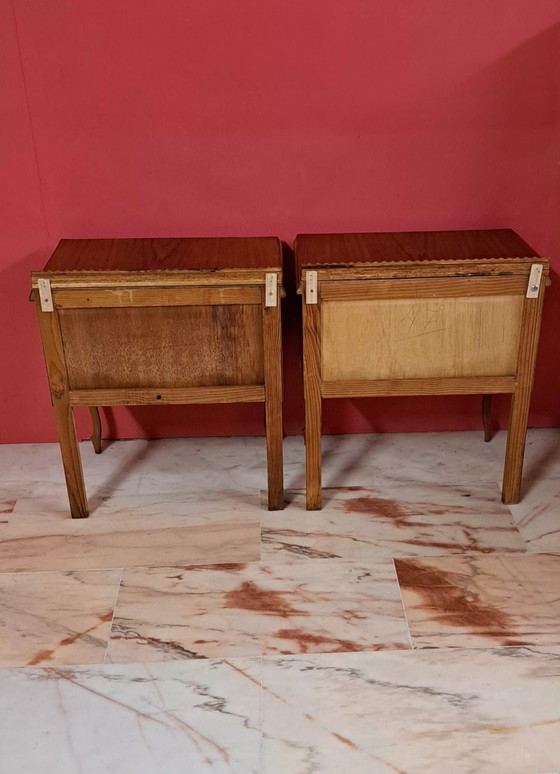 2 Vintage Nightstands, Bronze, Wood, Brown (photo 10 of 10)