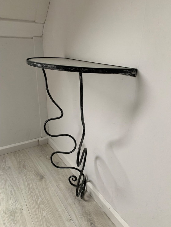 Image 1 of Vintage iron and glass console table