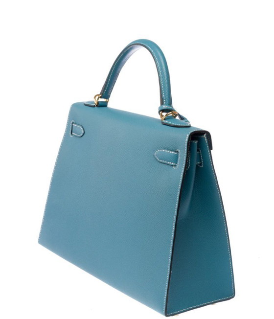 Image 1 of Zak HERMES Kelly 32 en Cuir Bleu - 103329