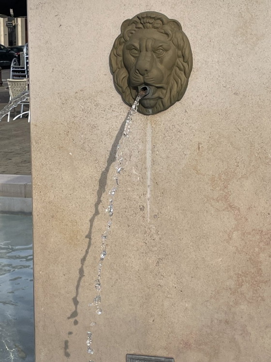 Image 1 of 19E Eeuwse Gietijzeren Waterspuwer Leeuwenkop