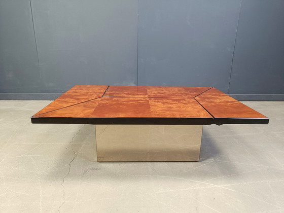 Image 1 of Vintage burl wood hidden bar coffee table, 1970s