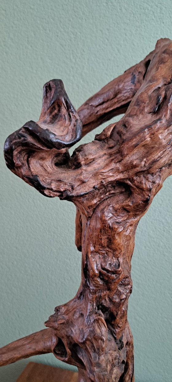 Hermosa escultura de madera de raíz sobre una base. – Objetos decorativos, Wood (photo 7 of 10)