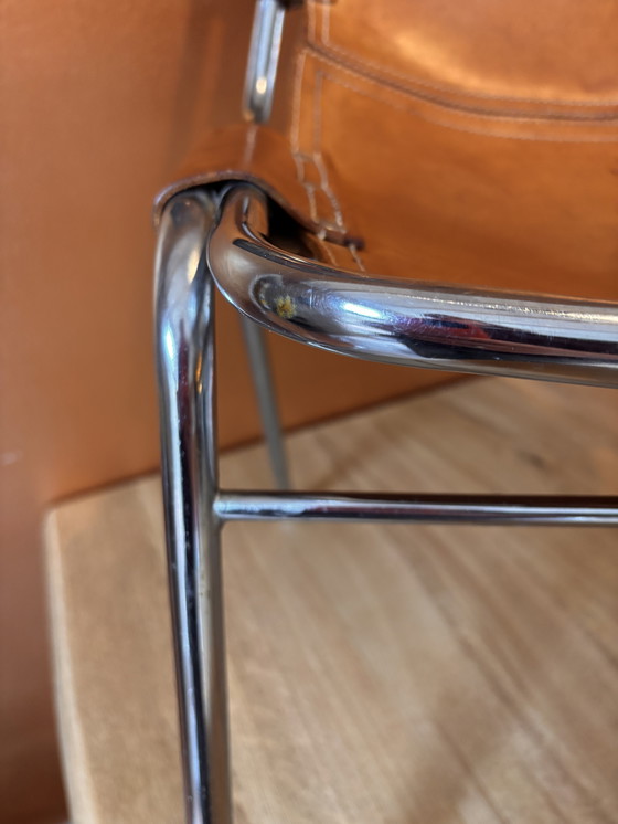 Image 1 of 2 les Arcs stoelen cognackleurig leer met chroom