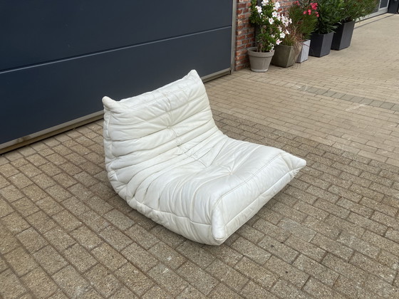 Image 1 of 100% autentico Ligne Roset Togo 1 posto, pelle bianco sporco '87