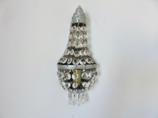 Paar silberplattierte Wandleuchten in Form von Heißluftballons mit Quasten