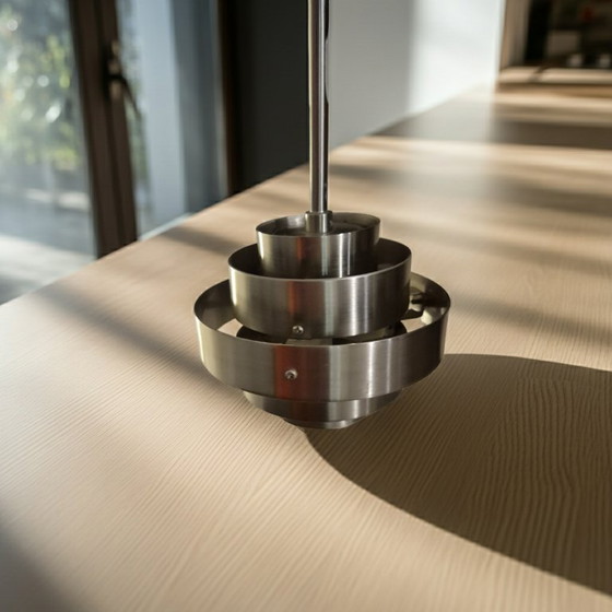 Image 1 of Lampada a sospensione vintage di Besselink, metallo spazzolato con struttura a gradini