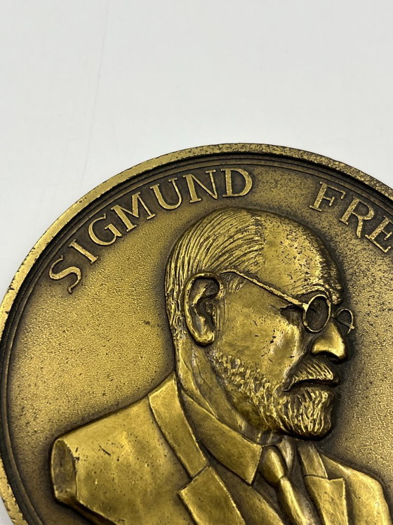 Medaglia Commemorativa Sigmund Freud di R. Duboc, Robert Laffont, Oggetti decorativi, Bronzo, Dorato, Vintage (foto 3 di 6)