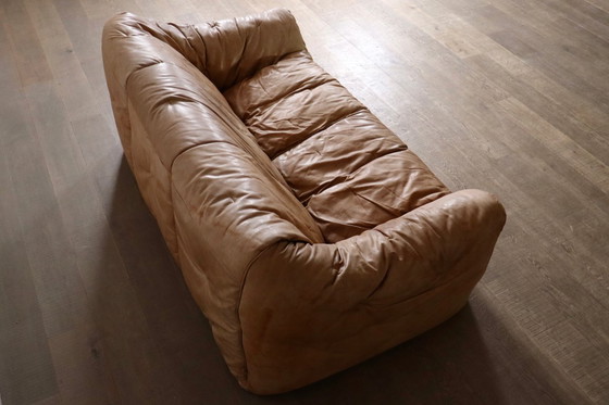 Image 1 of Ligne Roset Sloop Sofa By Michel Ducaroy In Cognac Leather, 1970s