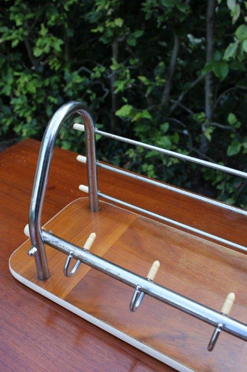 Image 1 of Vintage 60s/70s coat rack with chrome and wood