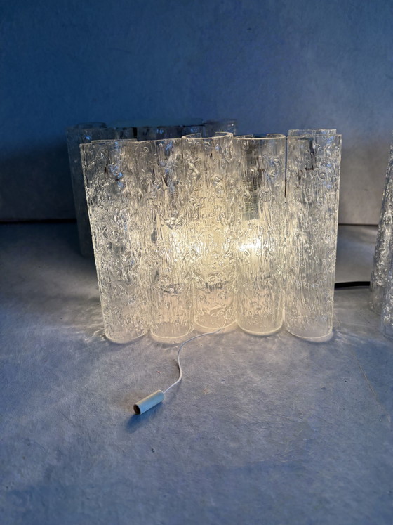 Image 1 of Ensemble d'appliques vintage Doria Leuchten, tubes en verre glacé, 1960