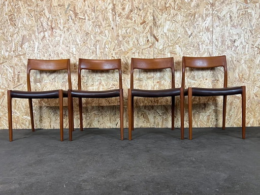 4x 60s 70s Teakhouten Eetkamerstoel Niels O. Möller voor J.L. Møllers 60s