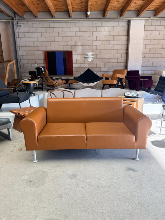 Vitra Morrison 2-Sitzer, Jasper Morrison, 2 Sitzer Sofas, Leder, Metall, Braun, Modern (Foto 13 von 14)