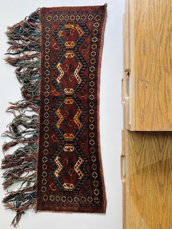 Tappeto orientale vintage, Lana tessuta a mano, Anni '50-'60, Decorazioni murali, Marrone (foto 4 di 7)