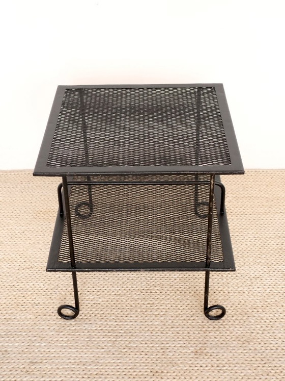 Image 1 of tavolino laterale vintage in metallo perforato