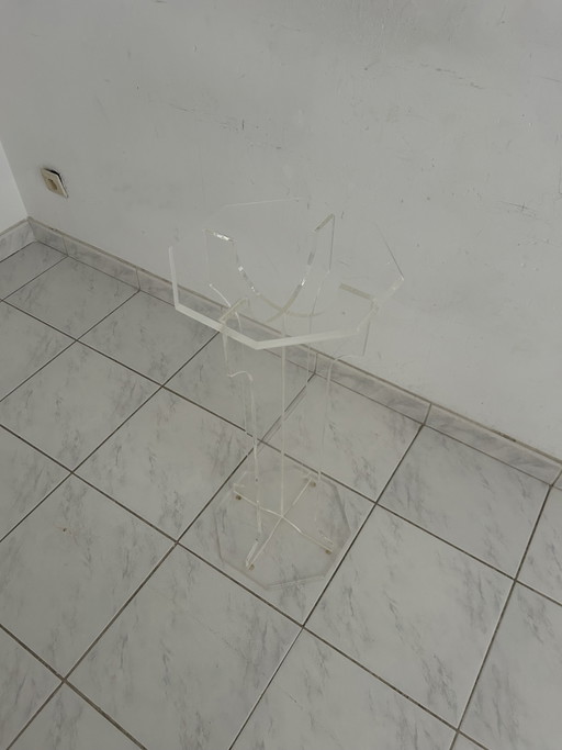 Supporto per piante vintage con colonna in plexiglass