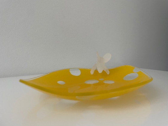 Image 1 of Glazen design serveerschaal met muis – kaasdessin