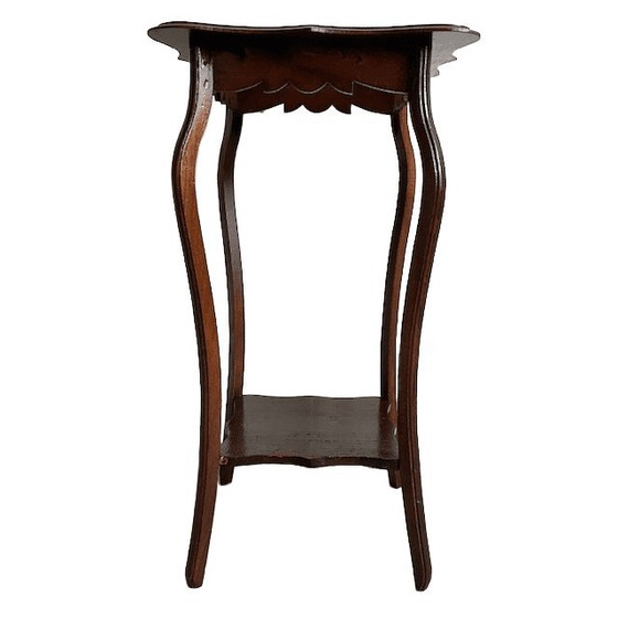 Image 1 of Elegante hoge vintage antieke art nouveau plantentafel eiken 1920's
