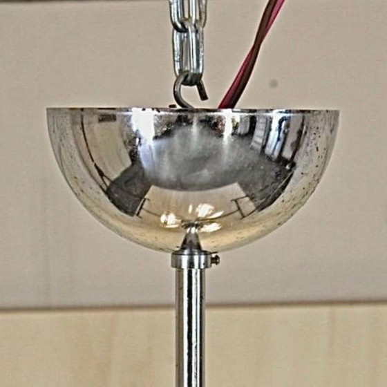 1x 1970s Space Age Chromed Pendant Lamp by AV Mazzega, Murano Glass, Chandeliers, Silver (photo 11 of 11)