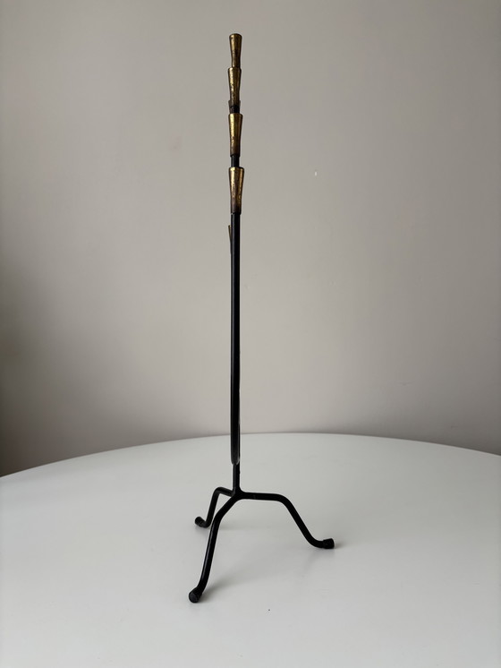 Image 1 of Menorah-Leuchter aus Messing und Metall aus den 1970er Jahren