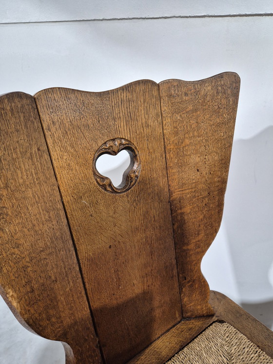 Image 1 of 4 Stühle im Stil des Brutalismus mit Sitzfläche aus Binsen