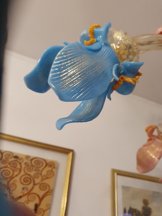 Image 1 of 6-Arm Murano Glass and Glass Paste Chandelier