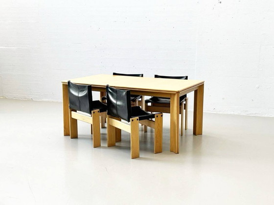 Image 1 of Set: 6 Stühle Modell Monk und Tisch von Afra und Tobia Scarpa für Molteni, 1973