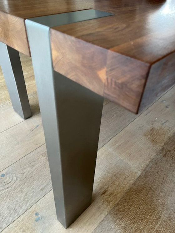 Image 1 of For Sale: Dining table 1.00 x 3.00 m walnut with stainless steel legs