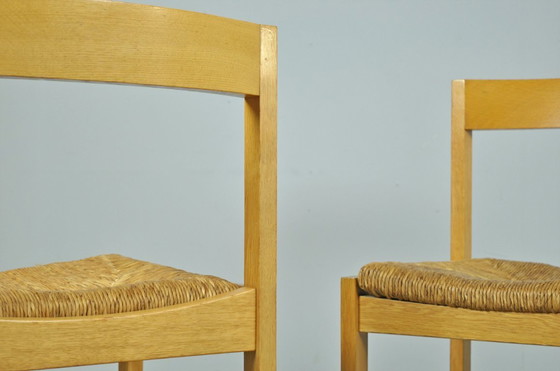 Image 1 of Vintage oak dining chairs with wicker seats, DUTCH DESIGN by Gerard Geytenbeek, 1960s