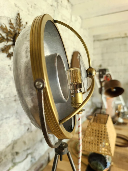 Lampe tripode laiton/aluminium esprit nautique